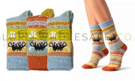 Ladies Alpaca Wool Blend Highland Cow Socks by Feathers & Fluff 12 Pairs