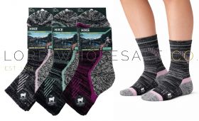Bulk cushioned outdoor trekking socks for women.