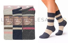 Ladies Assorted Stripe Non-Elastic Outdoor Boot Socks by Feathers & Fluff 4 x 3 Pair Pack