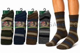 06-SE136-Wholesale Men's Assorted Stripe Thermal Outdoor Socks 4 x 3 Pair Pack