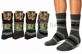 Men's Assorted Stripe Non-Elastic Thermal Outdoor Socks 4 x 3 Pair Pack