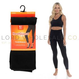 Ladies 4pk Fleece Lined Brushed Thermal Black Leggings by Heatguard 4 Pieces