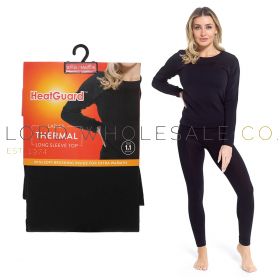 Ladies Black Velvet Plush Thermal Long Sleeve Top by Heatguard 4 Pieces