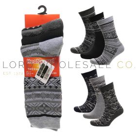Men's 3pk Patterned Thermal Socks By Heatguard 12 pairs