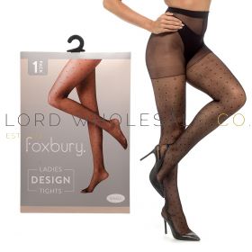 Ladies 20 Denier Polka Dot Design Sheer Tights by Foxbury 12 Pieces