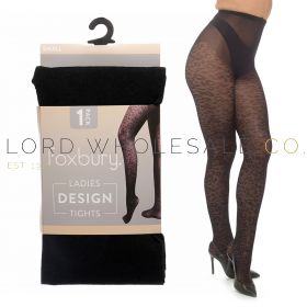 Ladies 50 Denier Leopard Print Design Tights by Foxbury 12 Pieces
