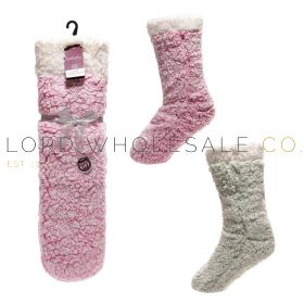 Ladies Teddy Fleece Lounge Slipper Socks by Foxbury 6 Pairs