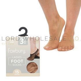 Ladies footlets and no-show socks available in wholesale packs.