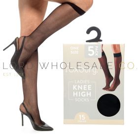 Ladies knee high socks available in wholesale packs.