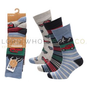Men's Cars Design Bamboo Socks by Bamboo Threads 4 x 3 Pair Packs