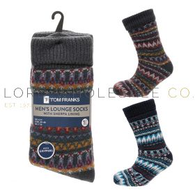 Men's 1pk Fairisle Lounge Socks With Sherpa Lining by Tom Franks 6 Pairs