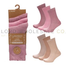 Ladies 3pk Ribbed Bamboo Socks by Bamboo Threads 4 x 3 Pair Pack