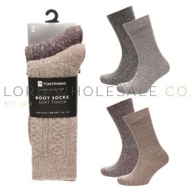 Men's 2pk Soft Touch Walking Boot Socks by Tom Franks 4 x 2 Pair Pack