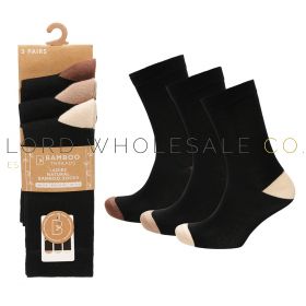 Ladies 3pk Brown Heel & Toe Bamboo Socks by Bamboo Threads 4 x 3 Pair Pack
