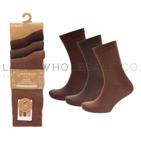 Ladies 3pk Dark Browns Bamboo Socks by Bamboo Threads 4 x 3 Pair Pack