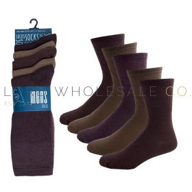 Men's 5pk Assorted Brown Socks 6 x 5 Pair Pack