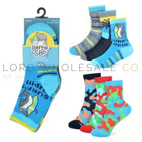 CLEARANCE Boys 3pk Camo/Surf Design Socks by Bertie & Bo 4 x 3 Pair Pack
