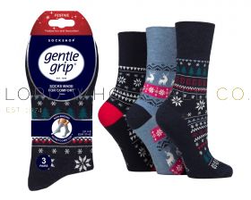 Ladies Festive Fun Fairisle Christmas Gentle Grip Socks by Sock Shop