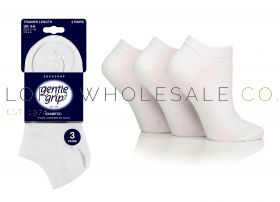 06-SOLPT02G3-Ladies Diabetic White Gentle Grip Trainer Socks by Sock Shop 3 Pair Pack