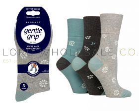 "Wholesale ladies gentle grip socks with soft top design in assorted colours"