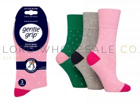 "Assorted ladies gentle grip socks available in bulk for retailers"