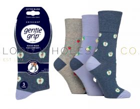 Ladies Fantastic Fruit Gentle Grip Socks by Sock Shop 3 Pair Pack