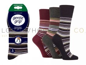 BAMBOO Ladies Fine Stripe Gentle Grip Socks by Sock Shop