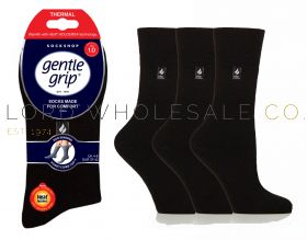 Ladies thermal gentle grip socks available in wholesale packs.
