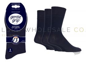 Men's Plain Navy Gentle Grip Socks by Sock Shop 3 Pair Pack
