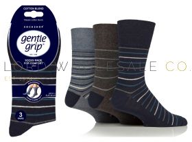 06-SOMRJ648H3-Wholesale Men's Casual Pinstripe Gentle Grip Socks by Sock Shop 4 x 3 Pair Pack
