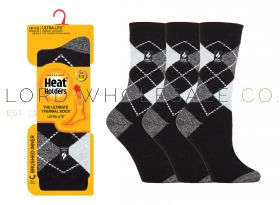 Ladies brushed thermal socks in assorted colours designed for extra warmth, available in wholesale packs.