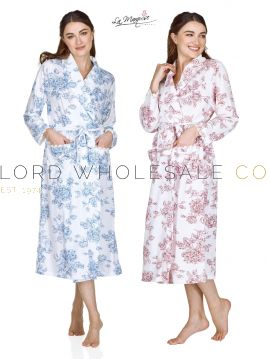 Ladies Vintage Bouquet Jersey Cotton Rich Wrap Robe by La Marquise 7 Pieces