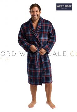 Men’s soft fleece robe wholesale – soft flannel sleepwear set modeled by west ridge 