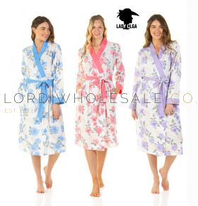 Roses Floral Jersey Long Sleeve Wrap Gown by Lady Olga