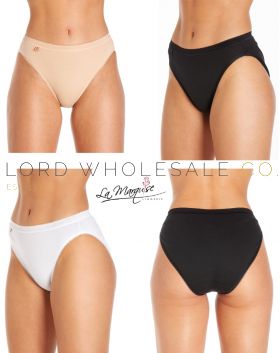 Ladies Plain High Leg Briefs by La Marquise 1008