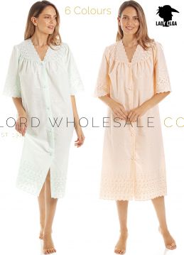 1092 Embroidery Anglaise Button Through Nightdress by Lady Olga