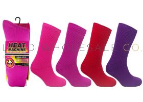 Ladies Thermal Assorted 2.3 TOG Heat Machine Socks 12 pairs