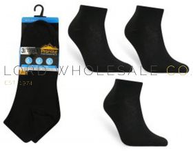 Men's Black Cotton Rich Trainer Socks 3 Pair Pack 6-11 by Pro Hike