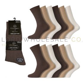 Men's 100% Cotton Crew Socks by Miuayga 4 x 6 Pair Pack