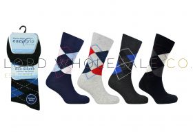 Men's Cotton Rich Non-Elastic Argyle Socks 3 Pair Pack by Eazy Grip Pierre Klein