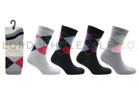Ladies 3PK Elegance Argyle Socks 3 Pair Pack by Exquisite