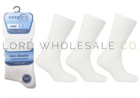 Mens Non Elastic White Comfort Top Socks by Eazy Grip 12 Pairs