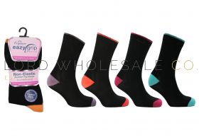 Ladies Cotton Rich Non-Elastic Coloured Heel & Toe Socks 3 Pair Pack by Exquisite