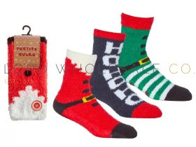 Mens Christmas Festive Socks With Grippers 6 Pairs