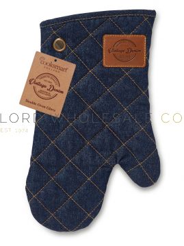 Oxford Denim Single Gauntlet Oven Gloves by Cooksmart