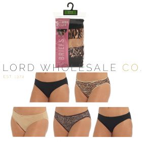 02-BR771-Ladies 5 Pack Animal Print High Leg Briefs by Anucci Underwear
