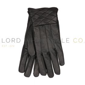 Ladies Sheepskin Leather Gloves With Lining Quilted Patterned Cuffs by Foxbury