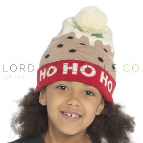 Kids Xmas Ho Ho Ho Design Bobble Hat 12 Pieces