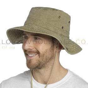 08-GL1086-Men's Stonewashed Khaki Safari Hat by Tom Franks 6 Pieces