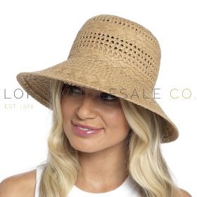 08-GL1111-Ladies Brown Straw Sun Hat by Foxbury 6 Pieces